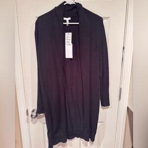 Leith Black Open Front Cardigan Sweater